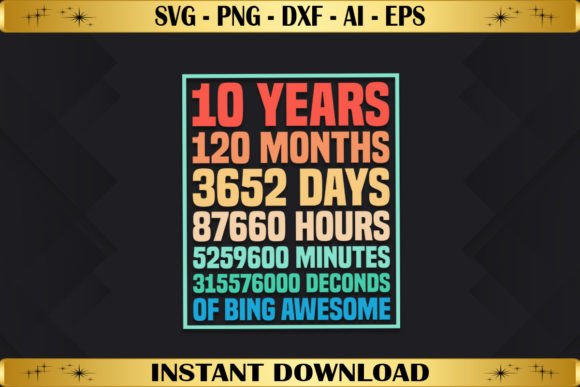Download 10 Years Old 10th Birthday Vintage Retro - Premium Resources
